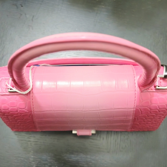 Balenciaga Hourglass Pink Crocodile-Embossed Top Handle Bag - Picture 10 of 13